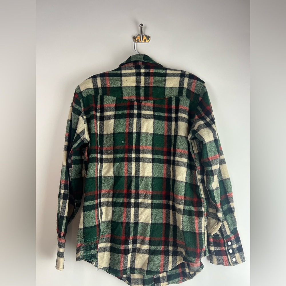 Vintage 70s Wool Plaid Lined Shirt Jacket Contender Brand Made in Korea | Size S - Picture 6 of 11